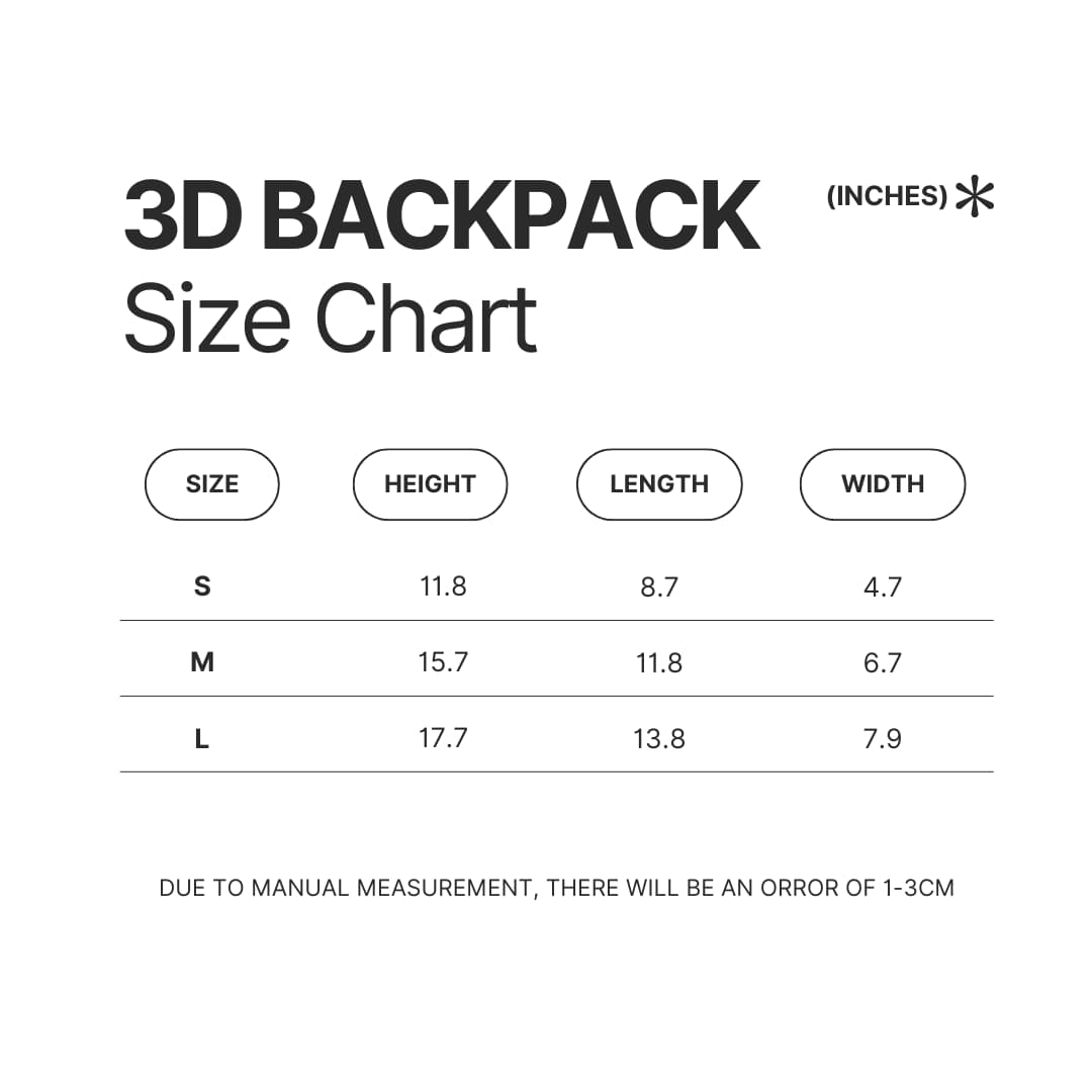 3D Backpack Size Chart - Attack On Titan UK Store