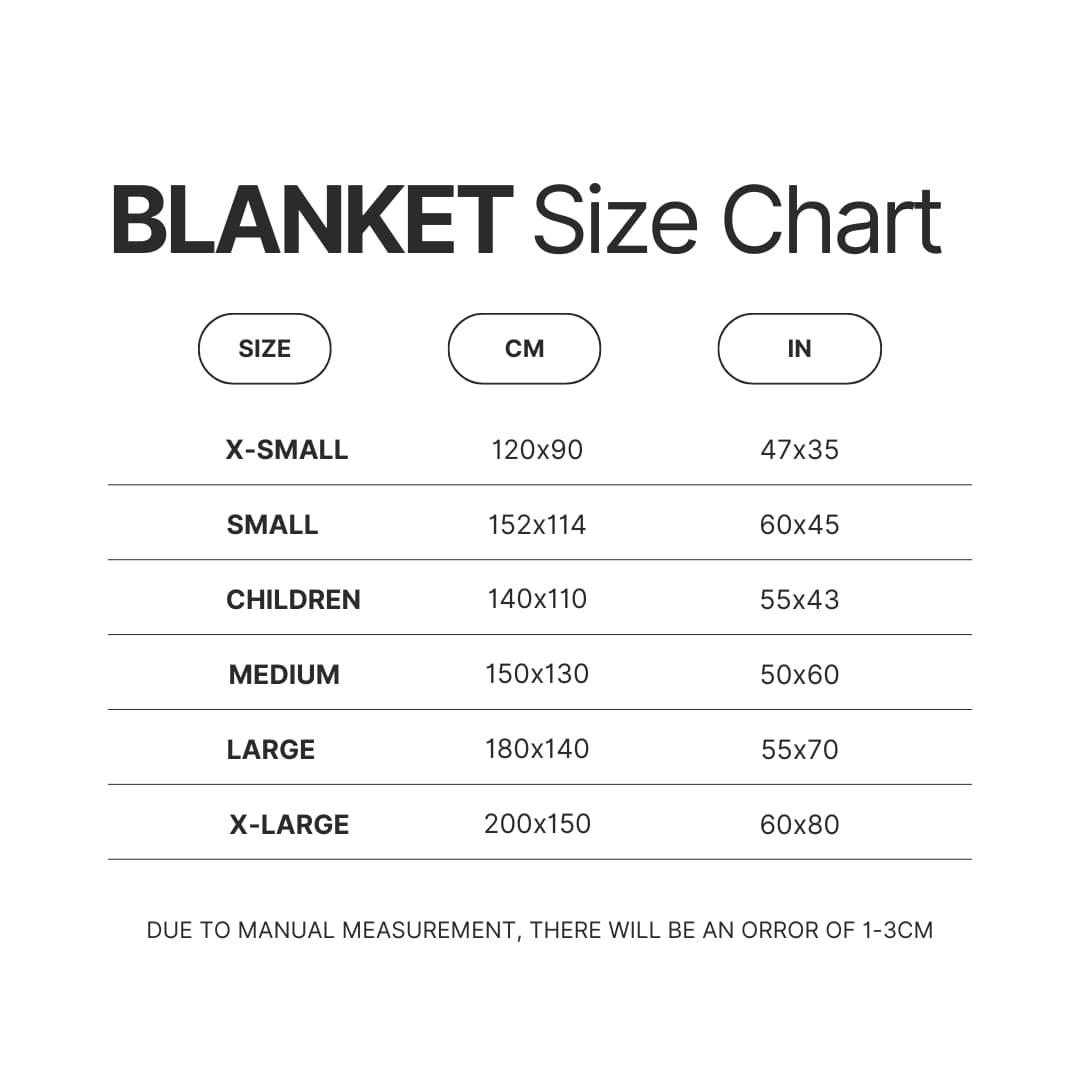 Blanket Size Chart - Attack On Titan UK Store
